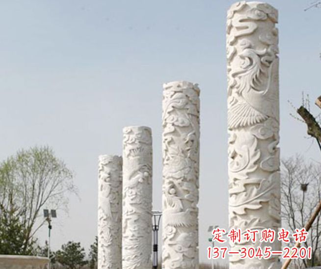 泰州尊贵优雅,凤凰浮雕龙柱景观石雕
