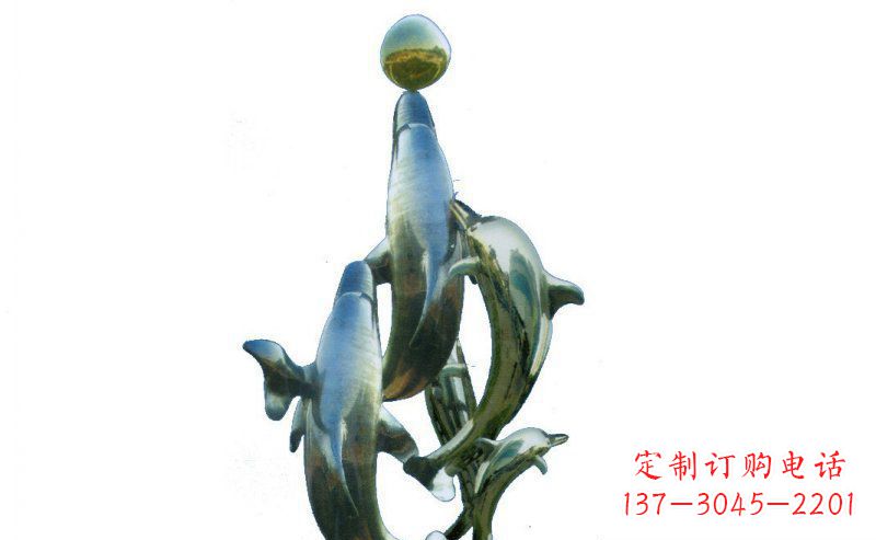 泰州广场海豚不锈钢雕塑 (2)