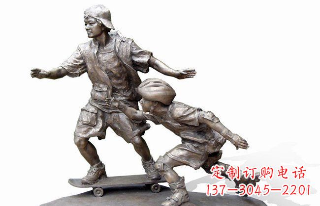 泰州令人惊叹的广场滑板男孩铜雕塑