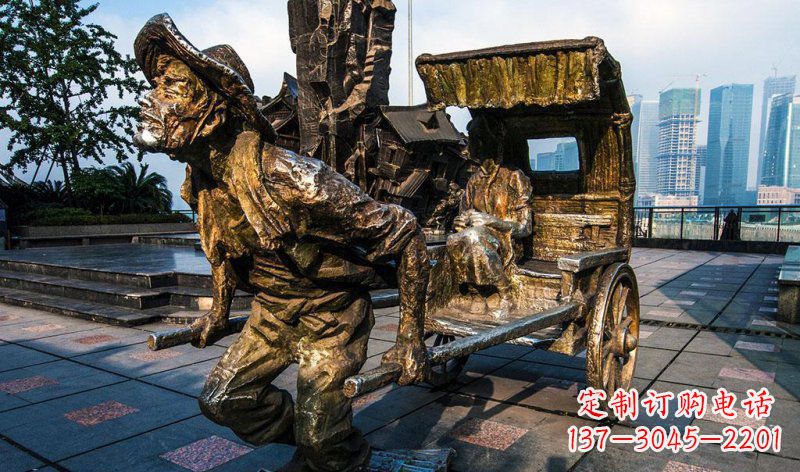 泰州广场黄包车纪念铜雕