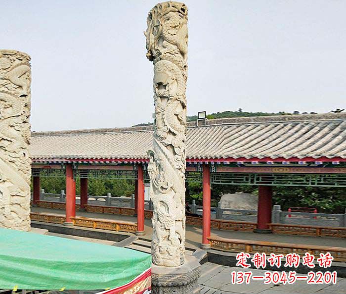 泰州雕刻精致的大理石龙柱石雕
