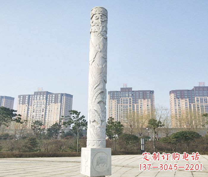 泰州真实而细腻的大理石龙柱石雕
