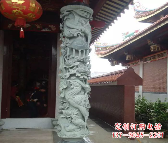 泰州大理石龙柱雕塑，为室内景观带来活力