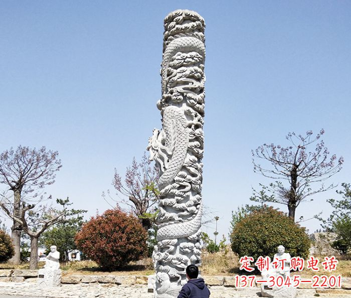 泰州广场景观大理石盘龙柱石雕