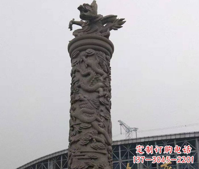泰州中领雕塑|仿古盘龙柱石雕