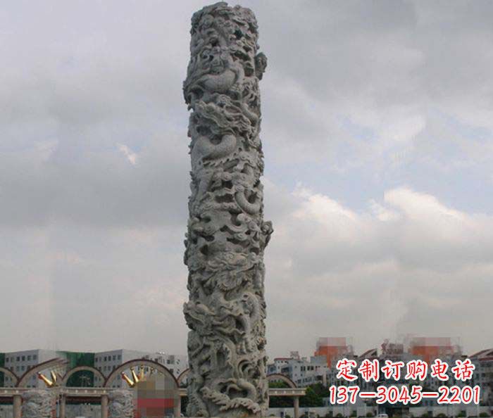 泰州精美仿古盘龙柱石雕