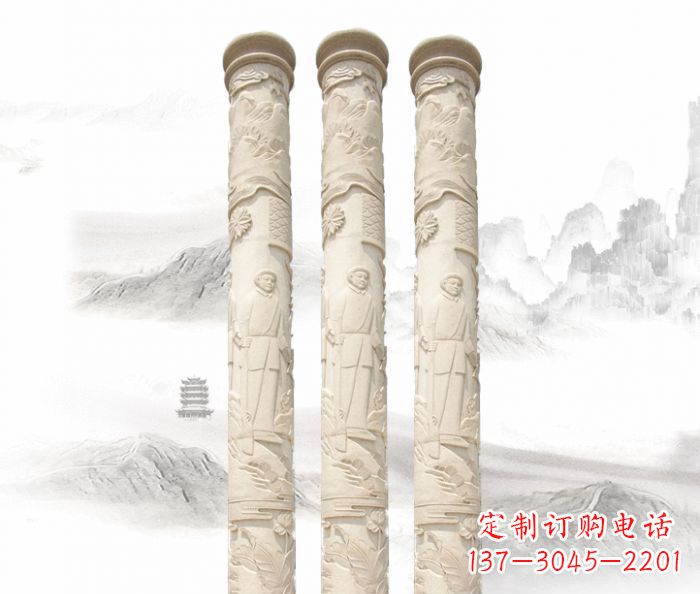 泰州精致大气的汉白玉龙柱雕塑