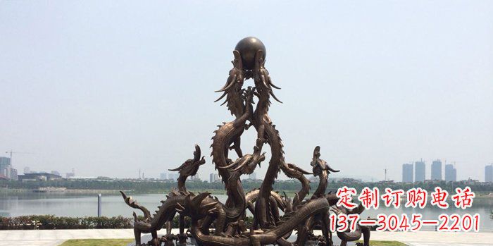 泰州广场九龙戏珠铜龙铜雕