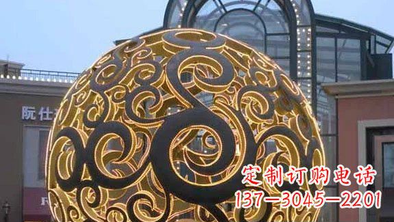 泰州镂空球形喷泉雕塑无锈钢精美装点空间