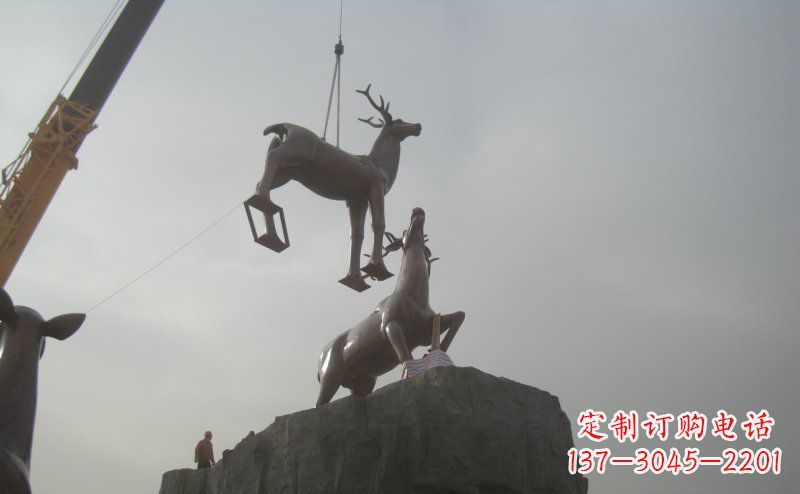 泰州梅花鹿动物铜雕,极致精细,表达优雅