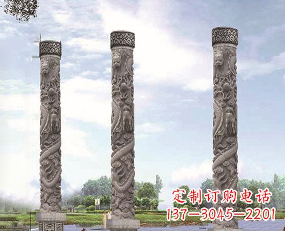泰州广场盘龙柱景观石雕