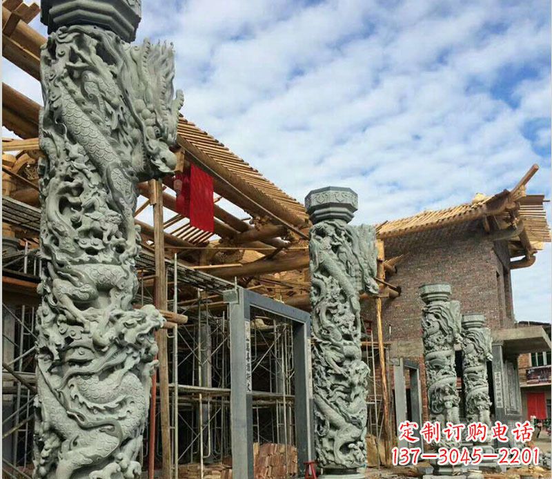 泰州广场盘龙柱大理石柱子石雕