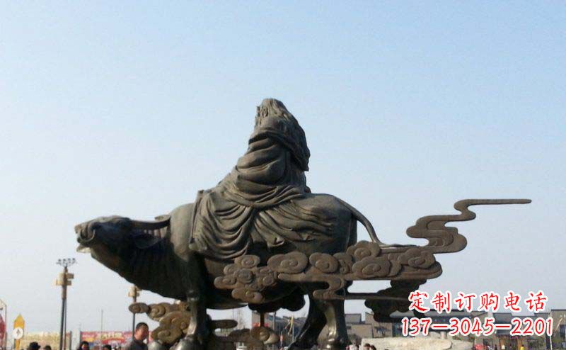 泰州广场骑牛的老子景观铜雕