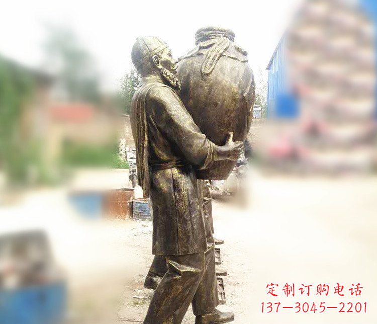 泰州广场铜雕店小二抱酒人物雕塑