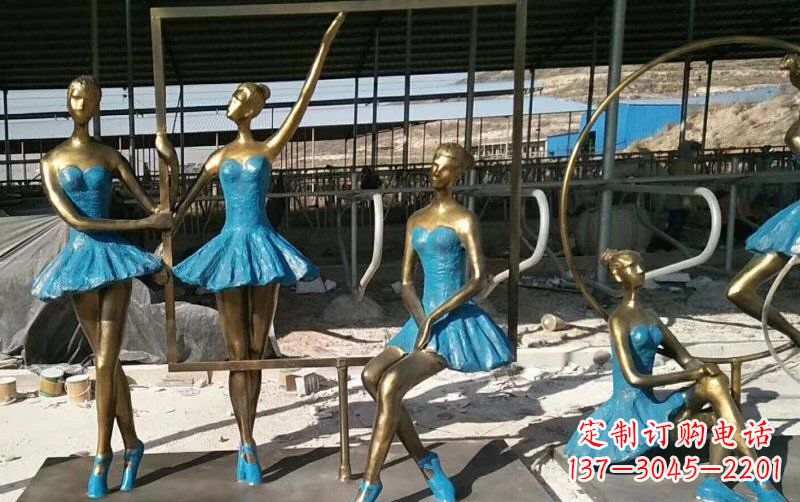 泰州广场铜雕美女跳芭蕾人物雕塑