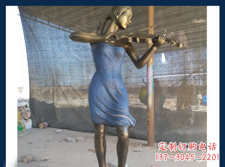 泰州精美细腻的西方美女拉小提琴人物雕塑