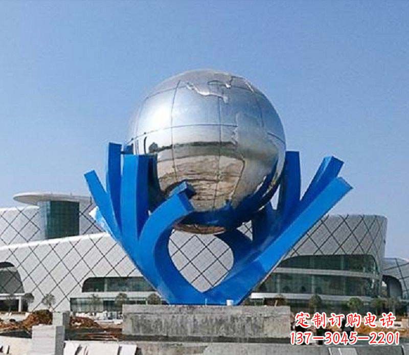 泰州中领雕塑打造把地球握在手中精致不锈钢抽象雕塑