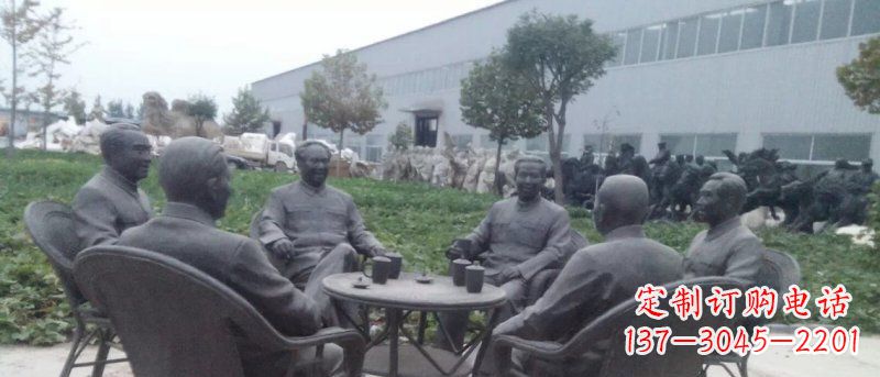 泰州广场伟人喝茶人物铜雕