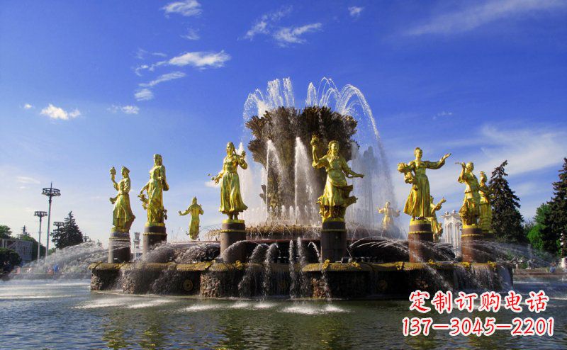 泰州广场西方人物喷泉景观铜雕