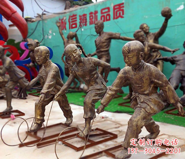 泰州滚铁环为您的小宝定制精美儿童铜雕