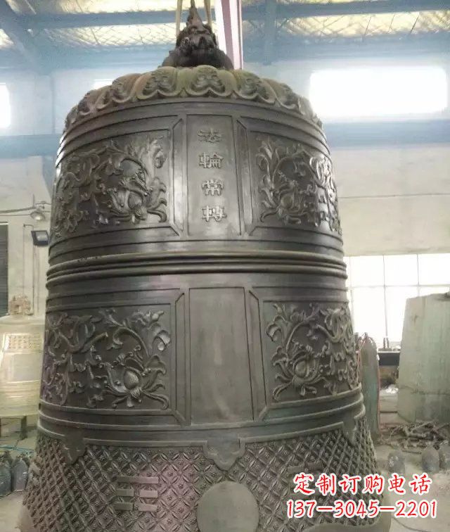 泰州国泰民安铜钟寺庙铜雕-传统工艺精美的铜钟雕塑