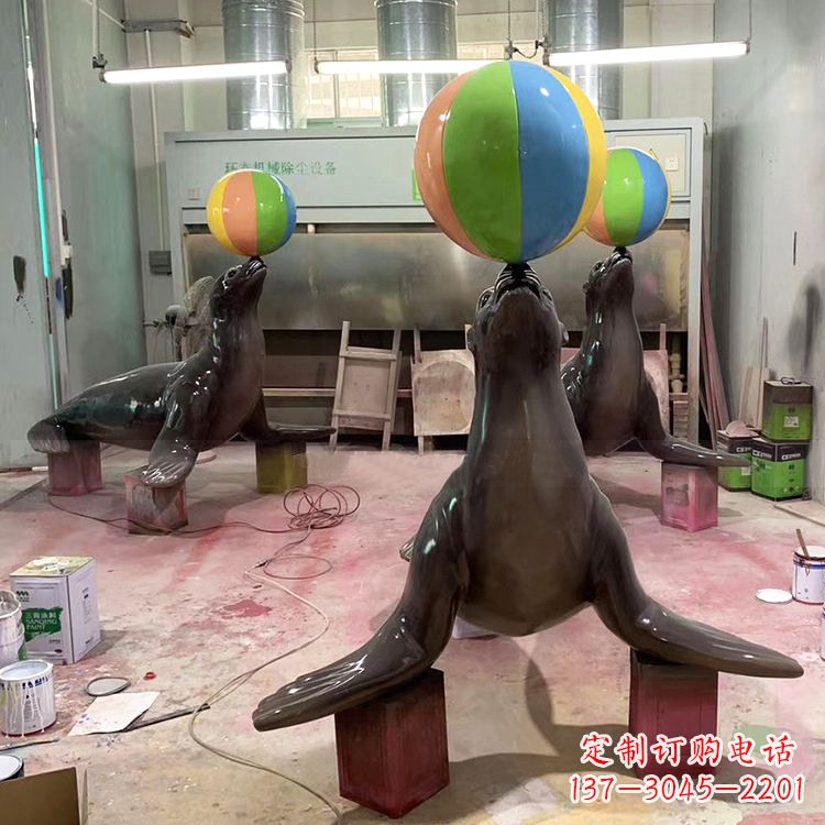 泰州海豹玻璃钢雕塑,让您触手可及的自然风情