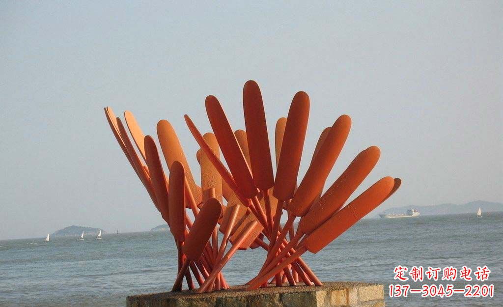 泰州海边不锈钢抽象船桨雕塑