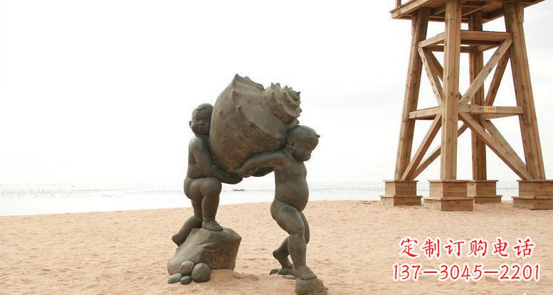 泰州抬着海螺的小男孩景观雕塑