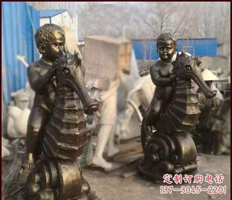 泰州海马公园景观铜雕