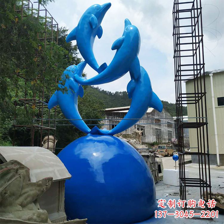泰州海豚钢筋玻璃景观雕塑