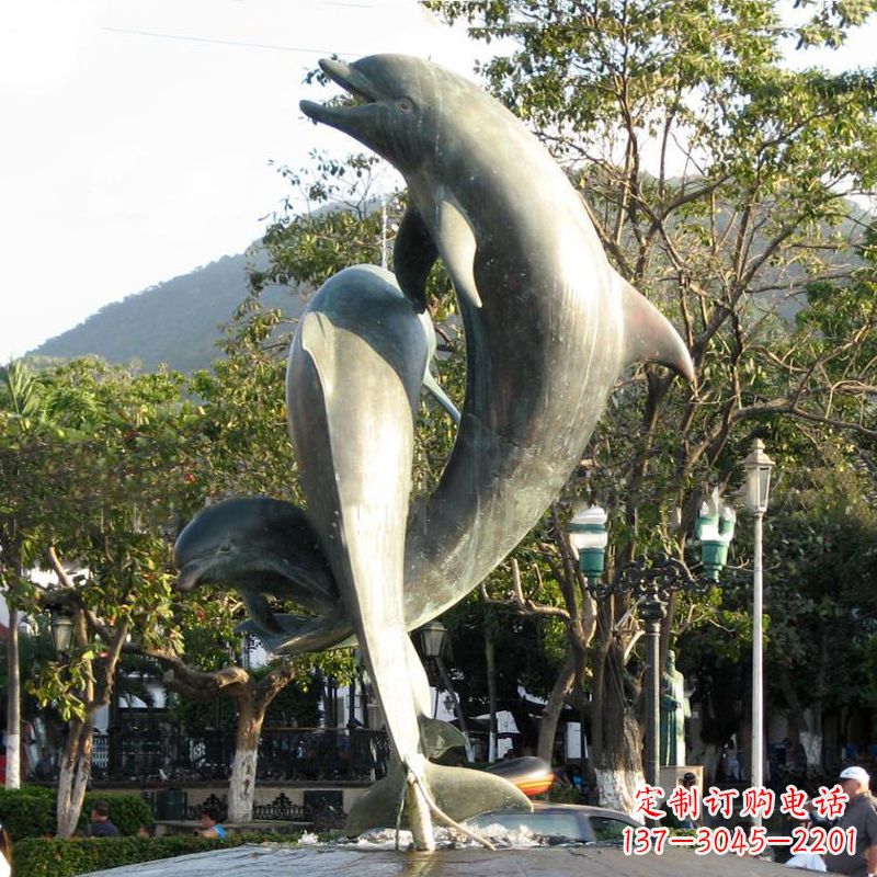 泰州海豚公园铜雕景观动物雕塑