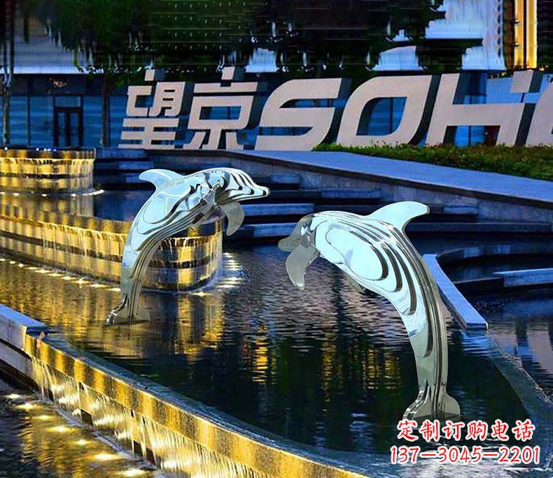 泰州海洋之恋不锈钢海豚雕塑