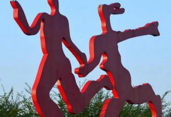 泰州中领雕塑-多彩情侣跑步雕塑