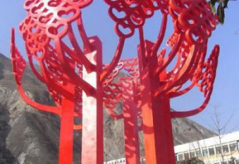 泰州不锈钢心形树叶大树雕塑，展示爱与生命