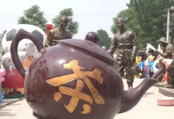 泰州高质量广场茶壶铜雕塑
