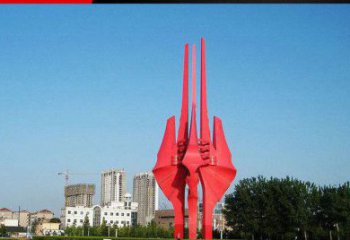 泰州中领雕塑红色不锈钢树叶雕塑