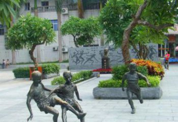 泰州匠心细作，精致铜雕足球小孩