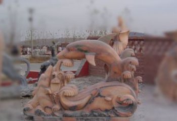 泰州海豚海浪石雕，精美艺术品