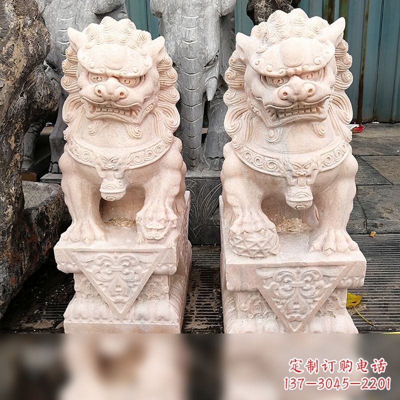 泰州汉白玉狮子雕塑,独特雕刻,展现狮子雄势