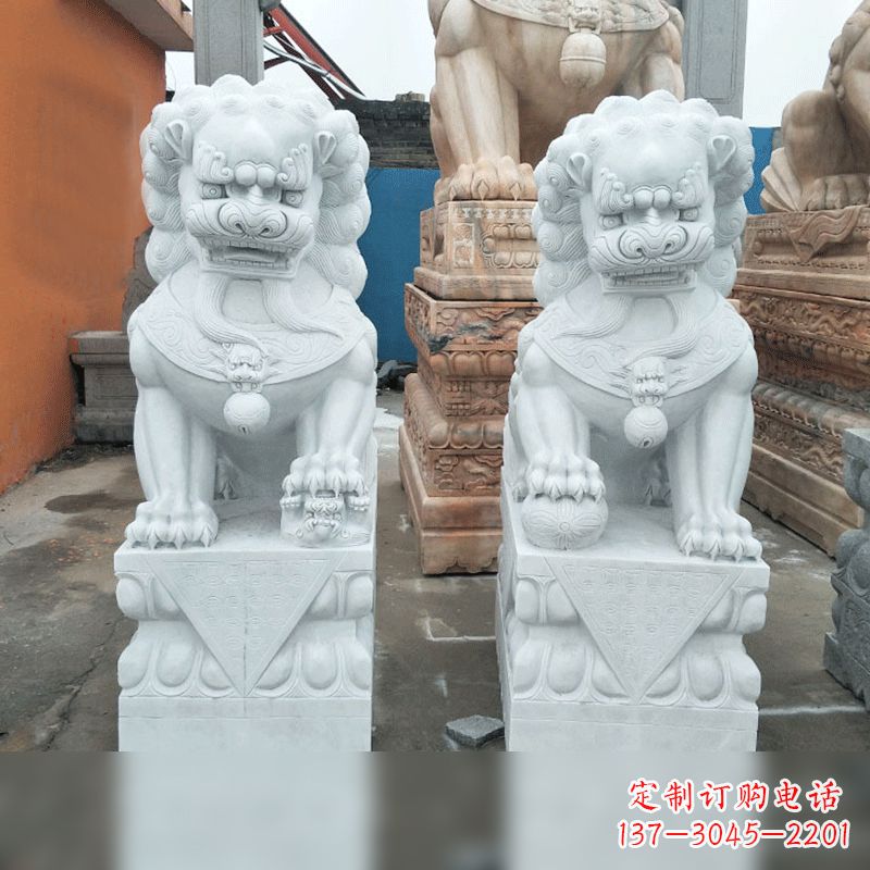 泰州风格精致的汉白玉北京小狮子雕塑