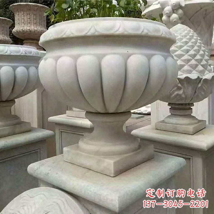 泰州汉白玉城市园林花盆石雕