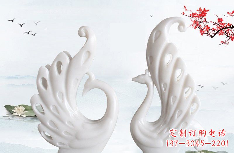 泰州汉白玉孔雀艺术雕塑