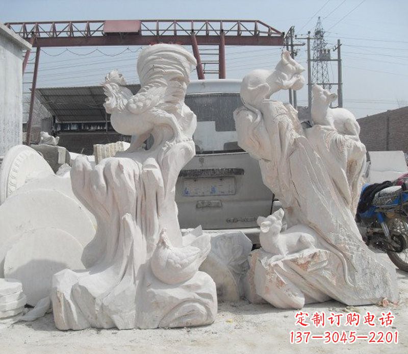 泰州中领雕塑,打造古典唯美的汉白玉公鸡雕塑
