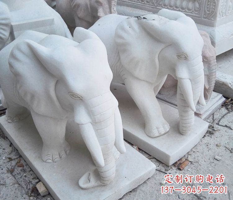 泰州艺术精品-汉白玉动物大象雕塑