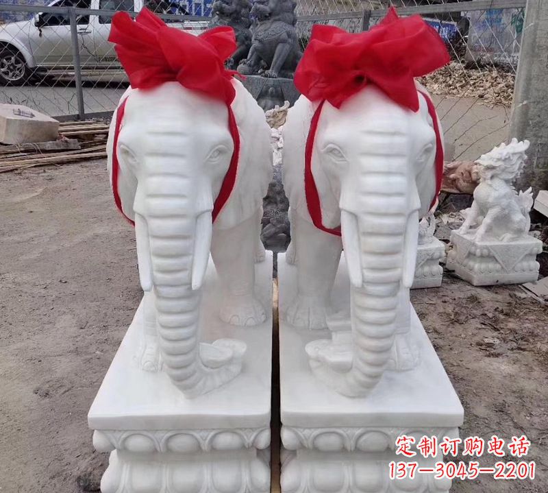 泰州中领雕塑象征意义深远的汉白玉大象石雕