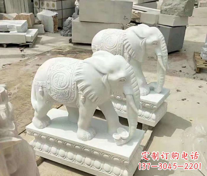 泰州汉白玉大象招财动物石雕