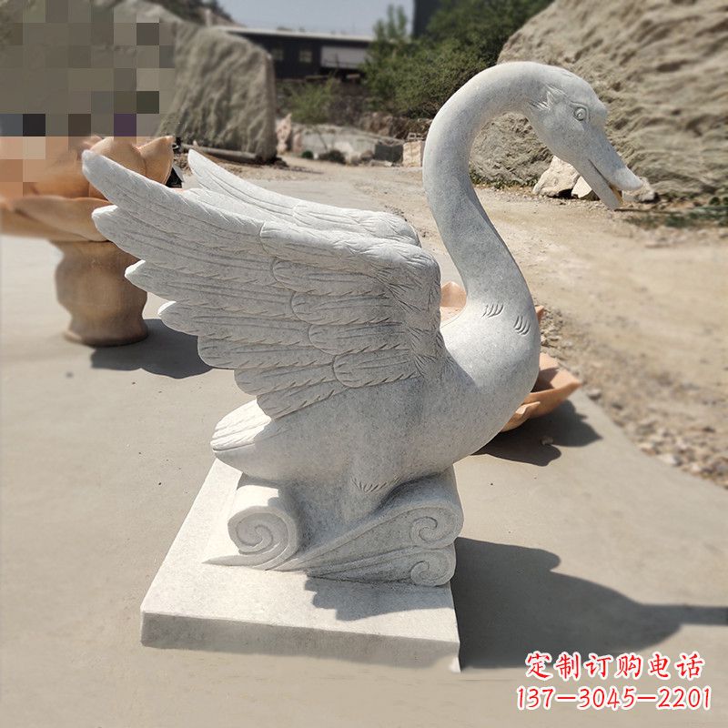 泰州细腻精美的汉白玉天鹅雕塑