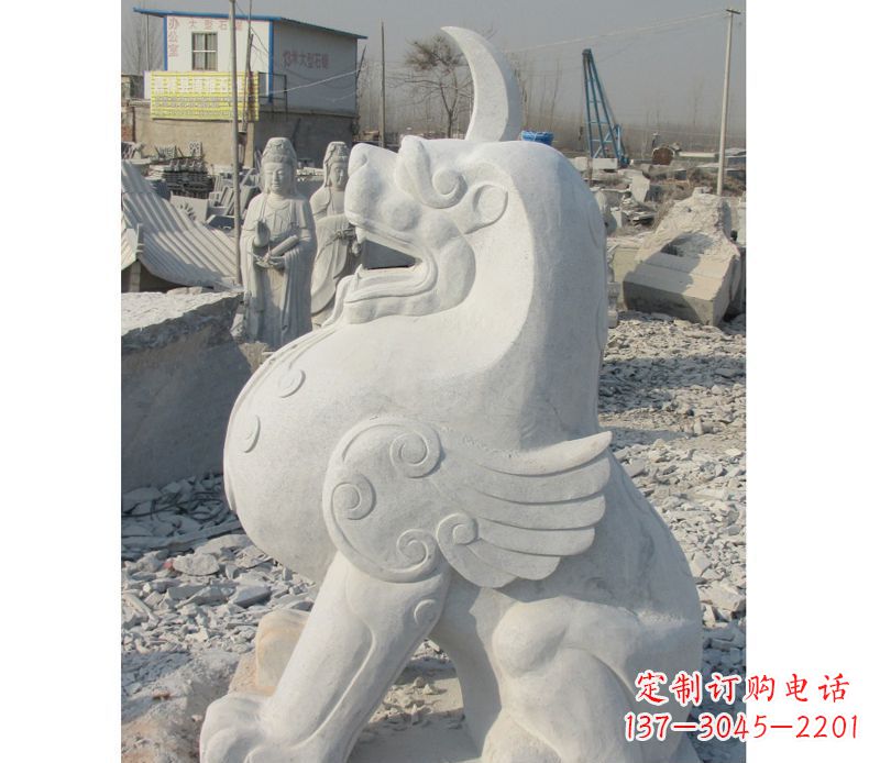 泰州汉白玉独角兽石雕