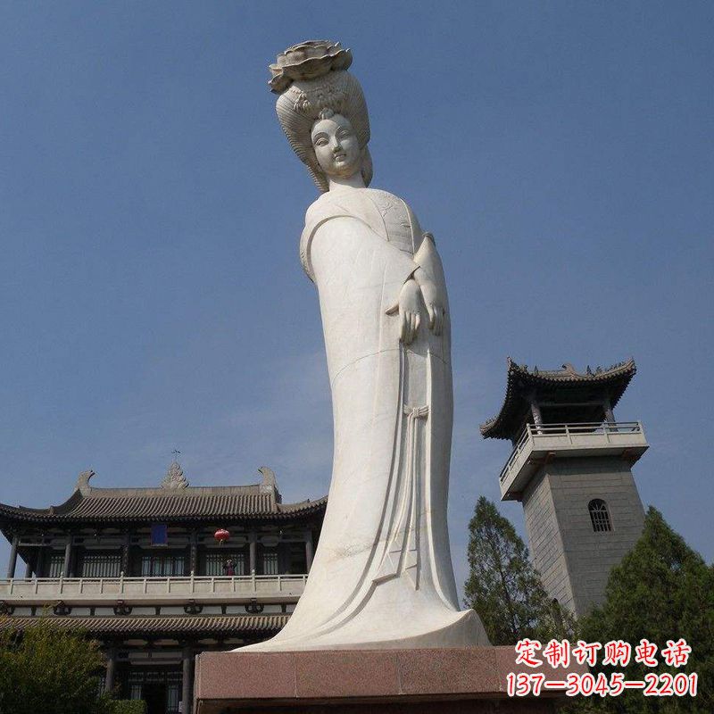 泰州汉白玉贵妃石雕像-精美绝伦的杨玉环雕像