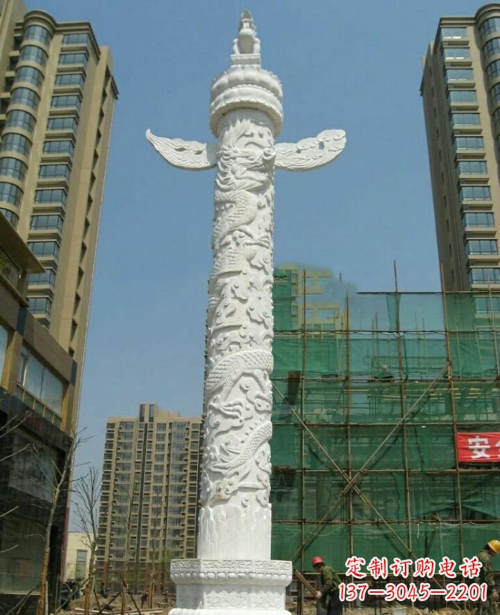 泰州汉白玉华表雕塑，精致美观、质量一流
